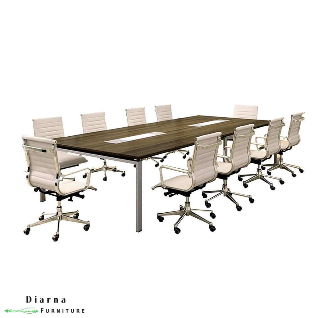 ترابيزة اجتماعات ستيل وام دي اف - بني  و رمادي