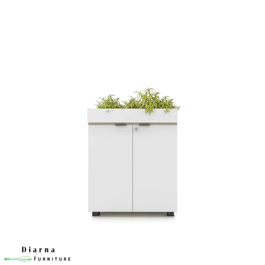 وحدة تخزين للمكتب ام دى اف - أبيض وبيج