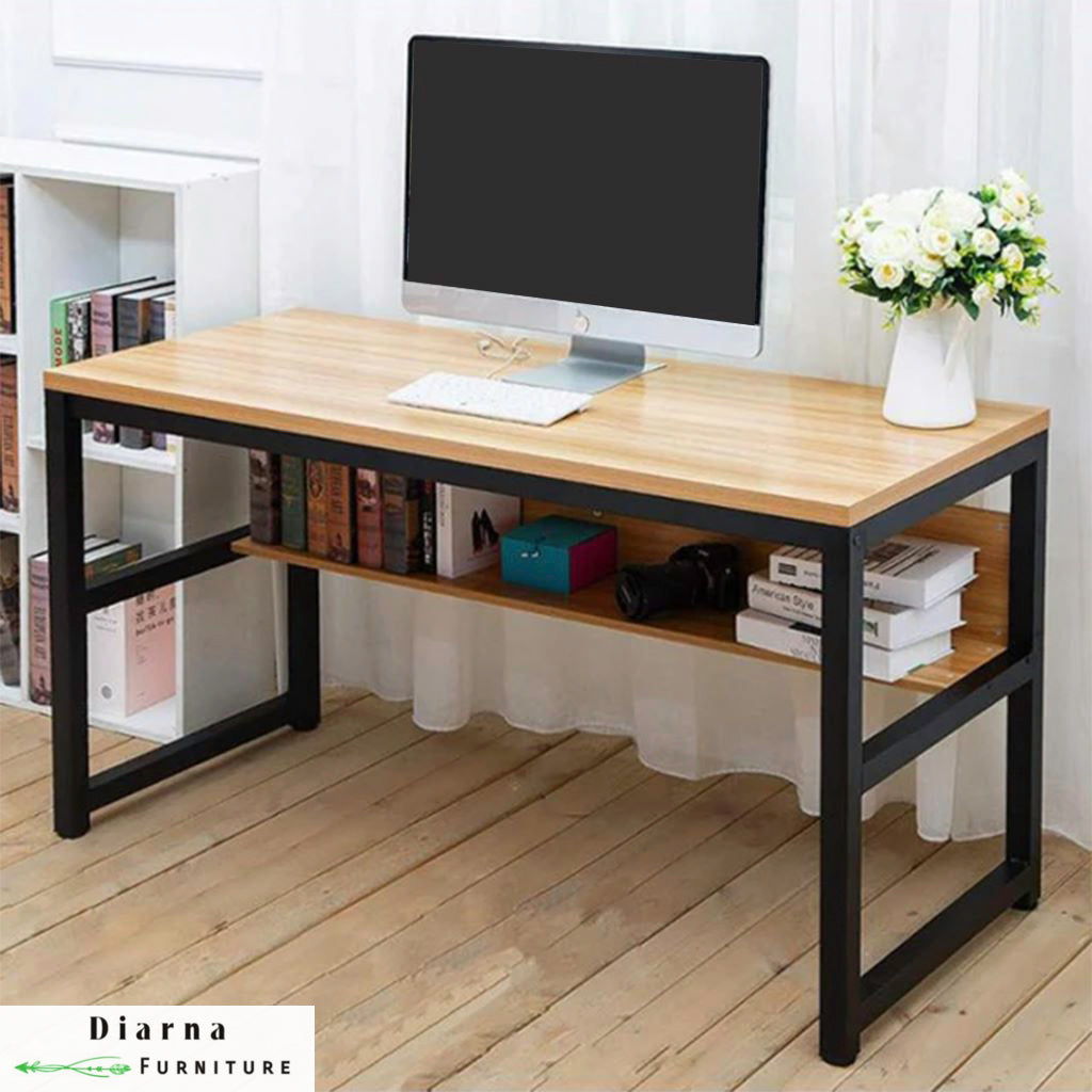 مكتب ستيل و ام دي اف - اسود وبيج