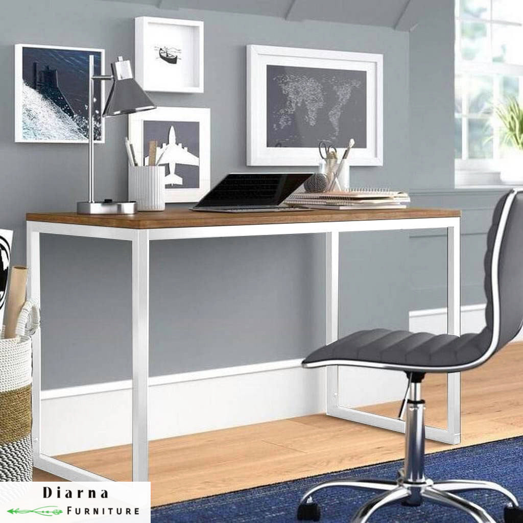 مكتب ستيل وام دي اف - ابيض وبني