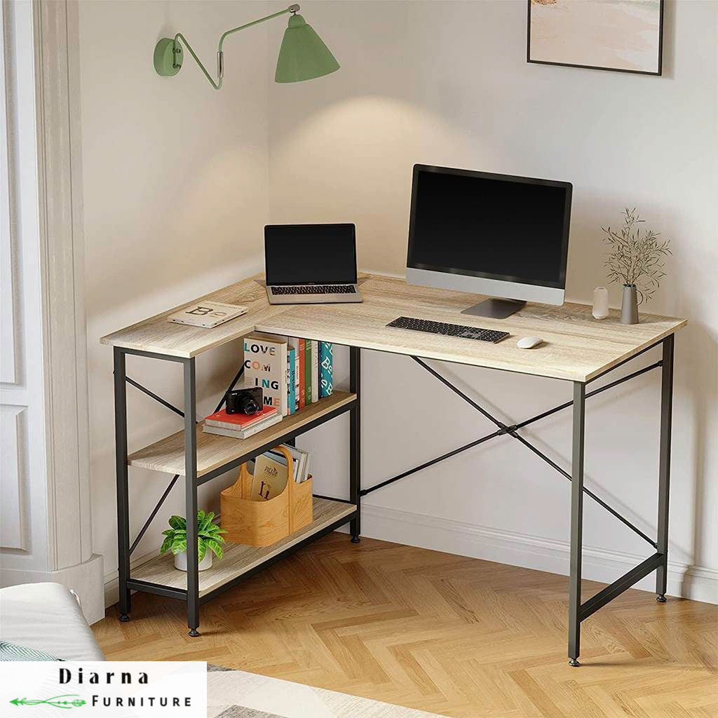 مكتب ستيل وام دي اف - اسود وبيج