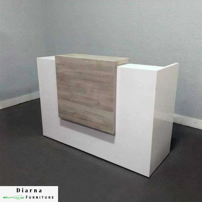 كونتر استقبال ام دي اف - ابيض وبيج