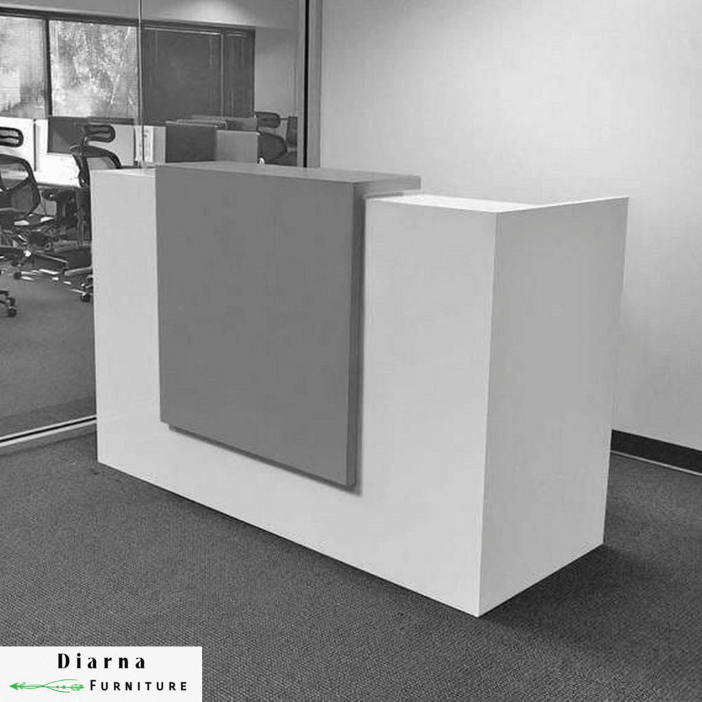 كونتر استقبال ام دي اف - ابيض ورمادي