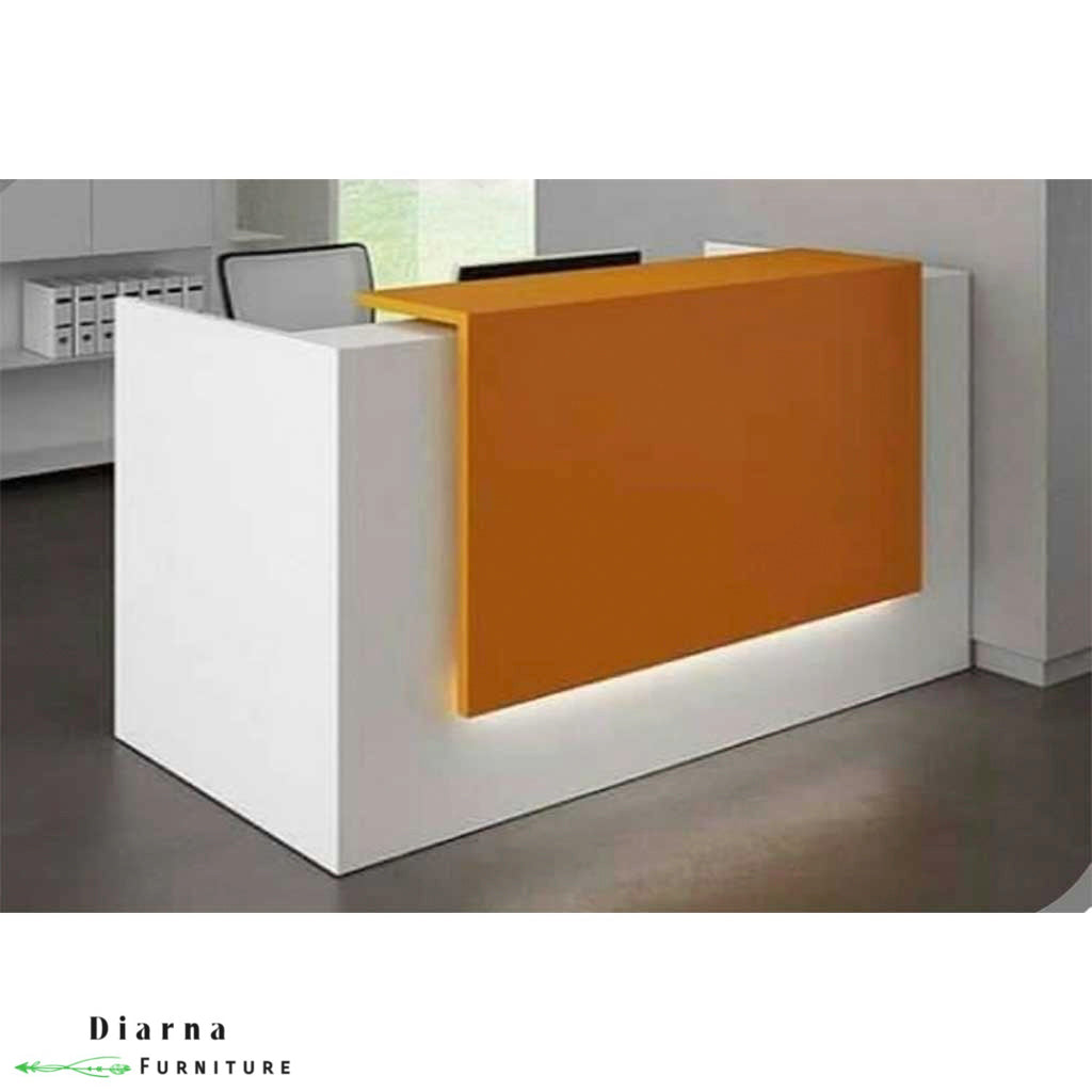 كونتر استقبال ام دي اف - ابيض وبيج