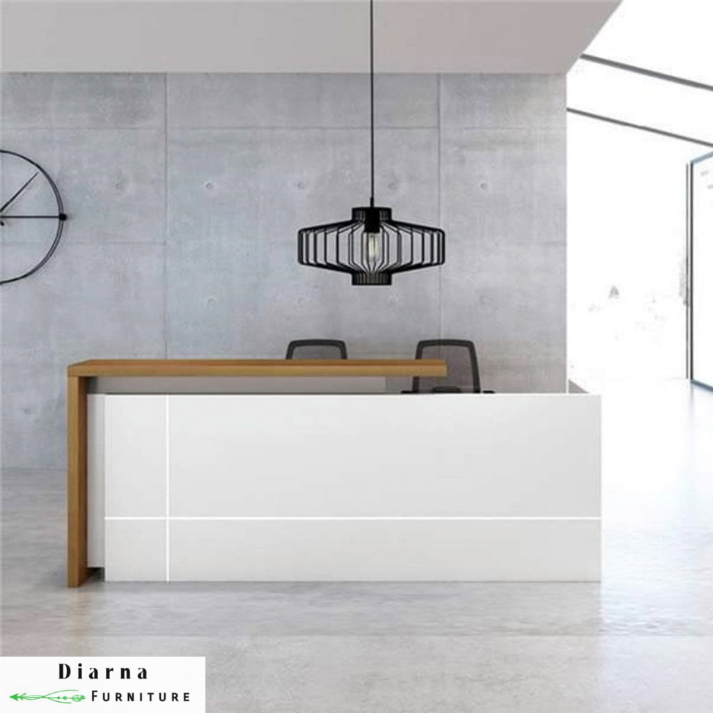 كونتر استقبال ام دي اف - ابيض وبني