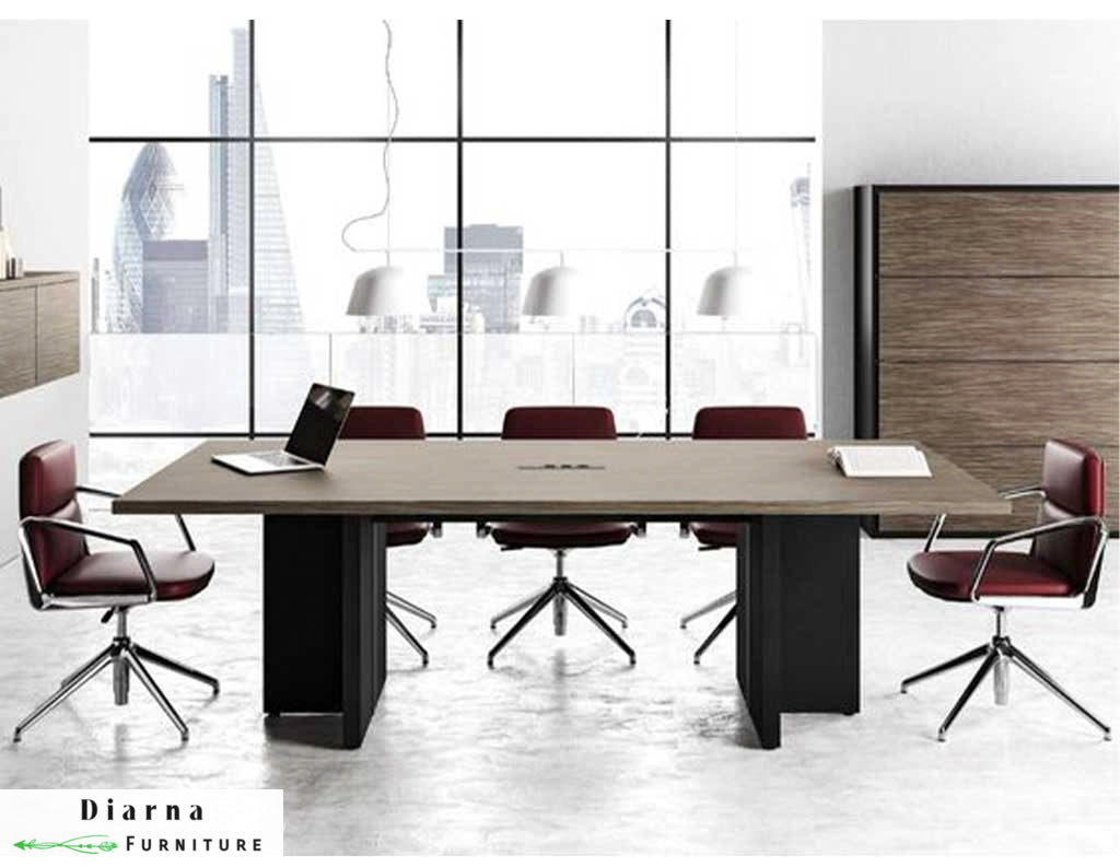 ترابيزة اجتماعات ام دي اف - اسود وبيج