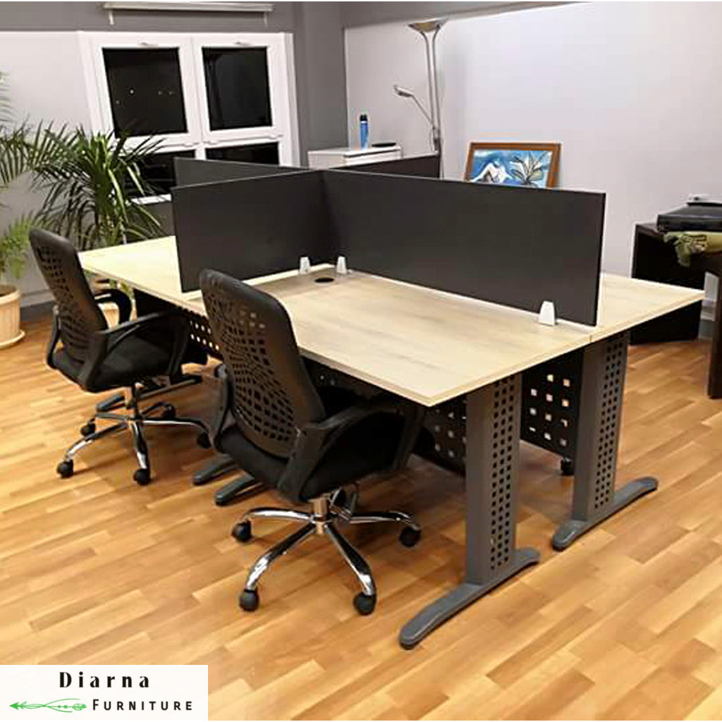 مكتب ستيل ام دي اف - رمادي وبيج