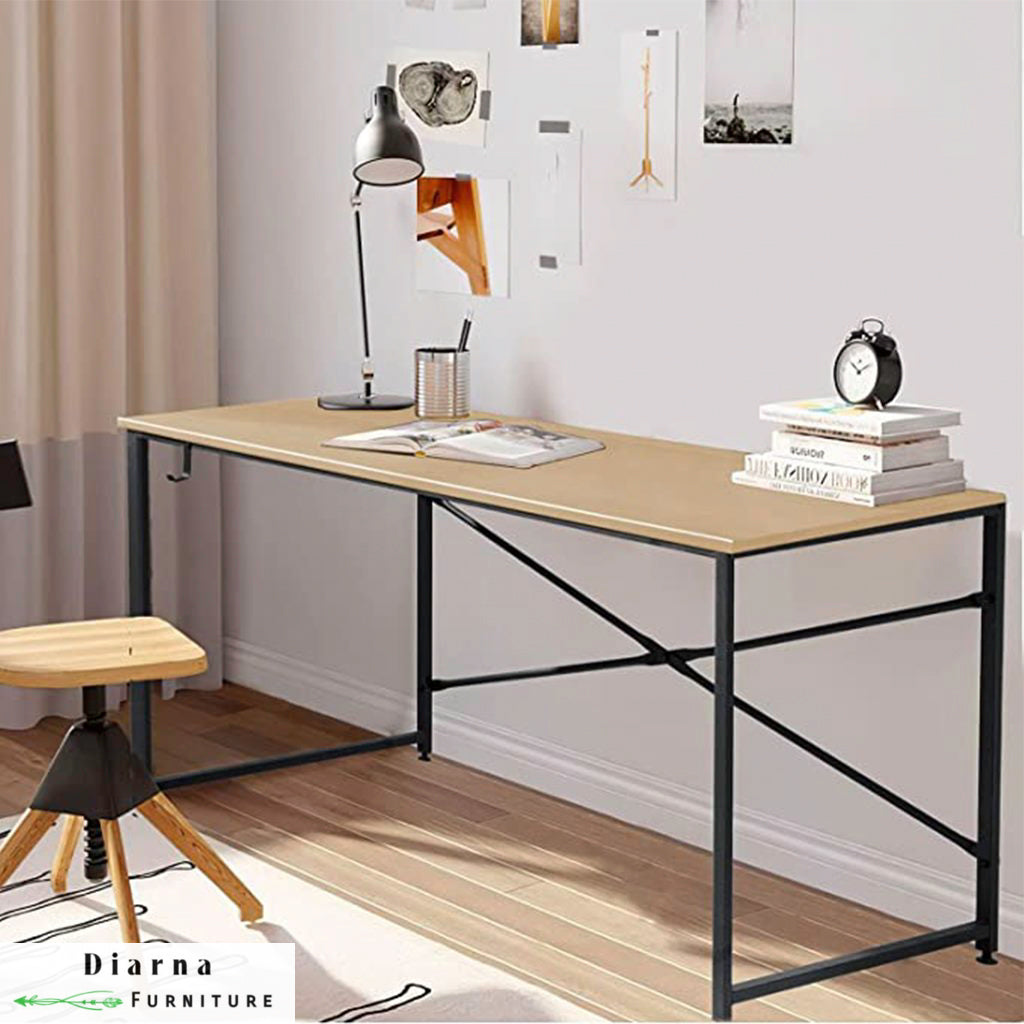 مكتب حديد و خشب - اسود وبيج
