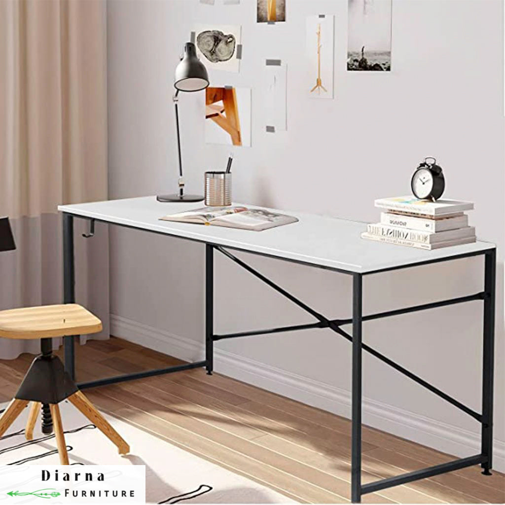 مكتب حديد و خشب - اسود وبيج