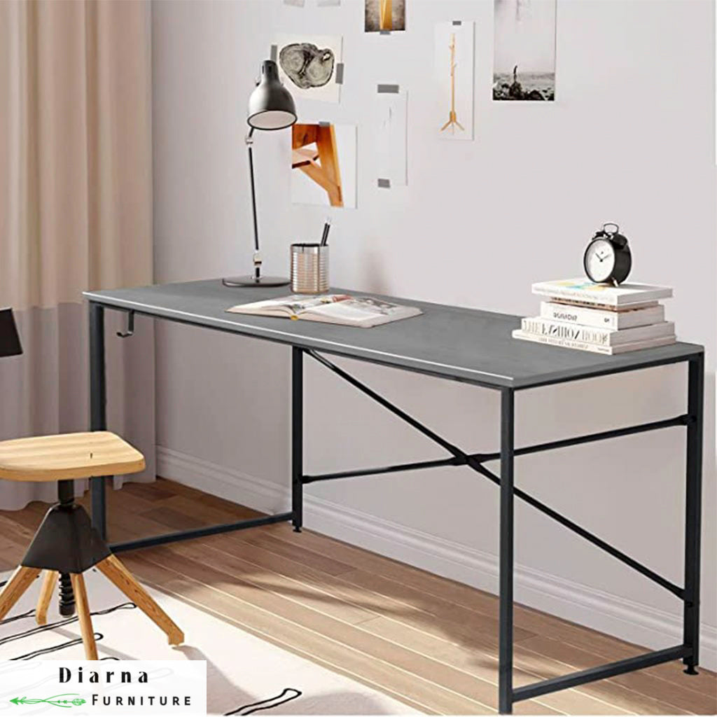 مكتب حديد و خشب - اسود وبيج