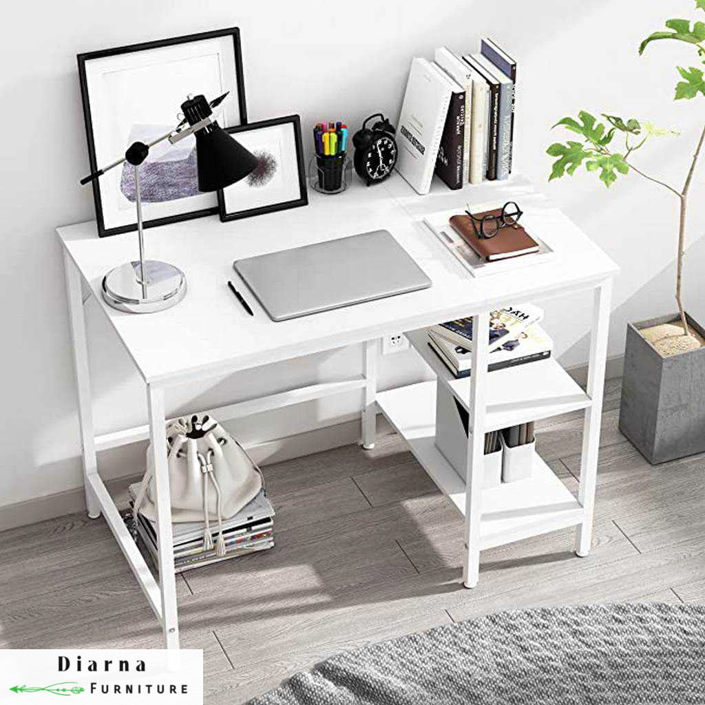 مكتب ستيل وخشب - ابيض