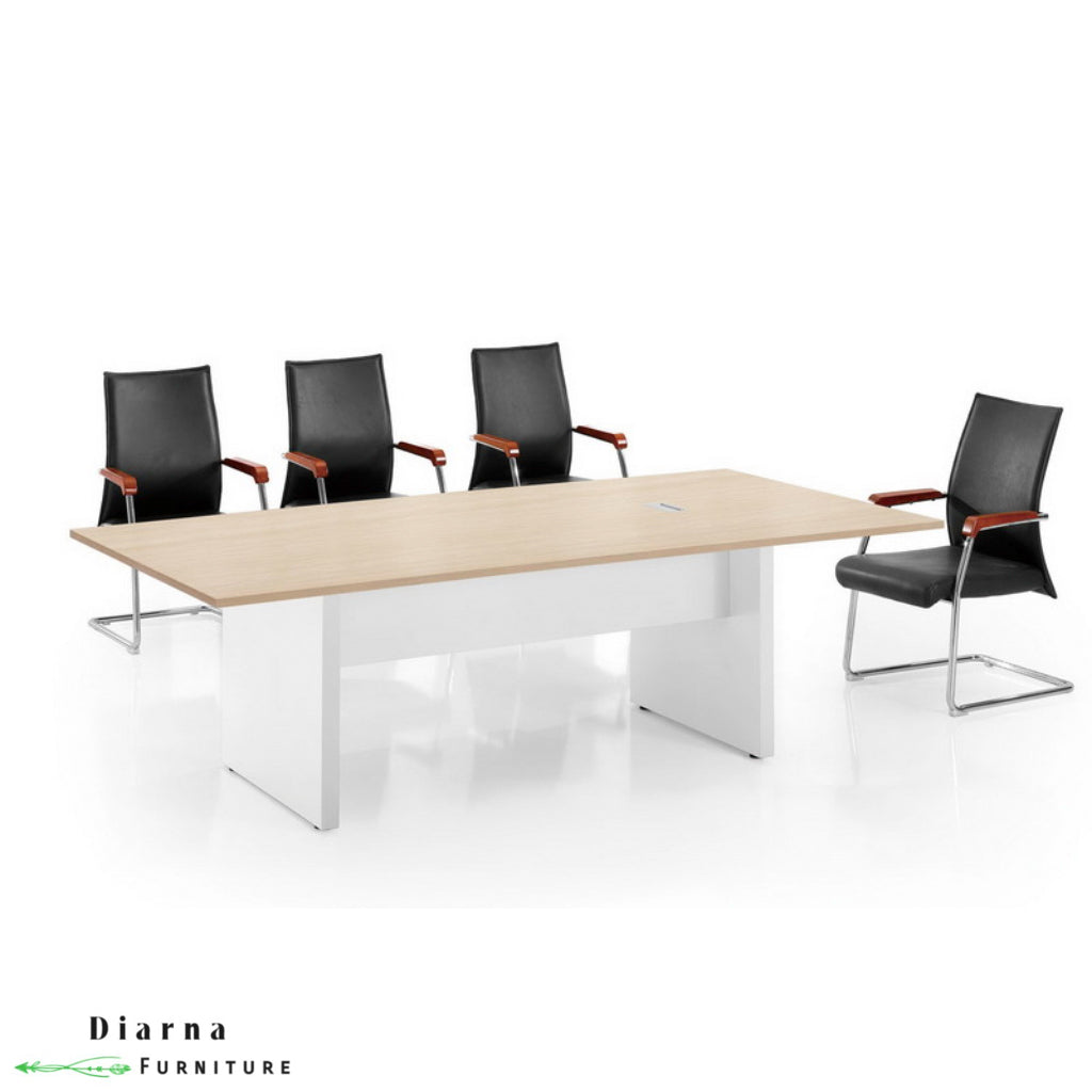 ترابيزة اجتماعات ام دي اف - ابيض وبيج