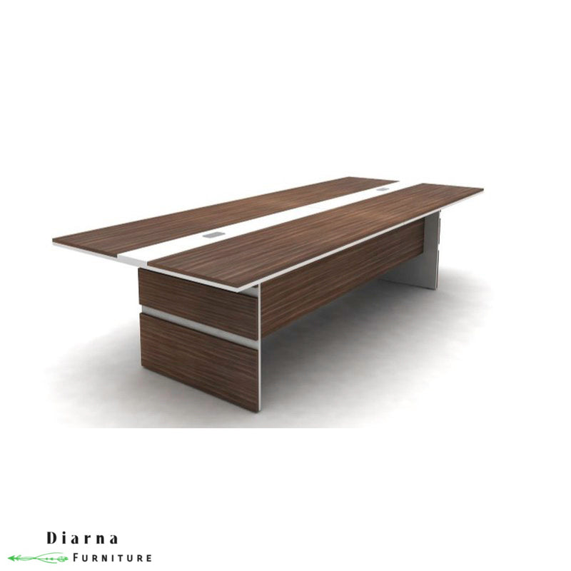 ترابيزة اجتماعات ام دي اف - بني وابيض