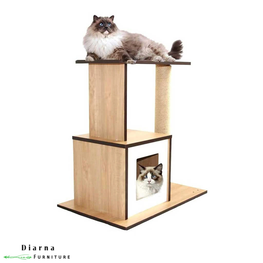 بيت للحيوانات الأليفة - بيج وابيض