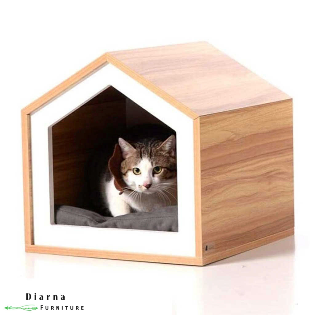 بيت للحيوانات الأليفة - بيج وابيض