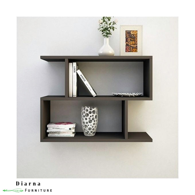 رف مربع ديكور للحائط - بني