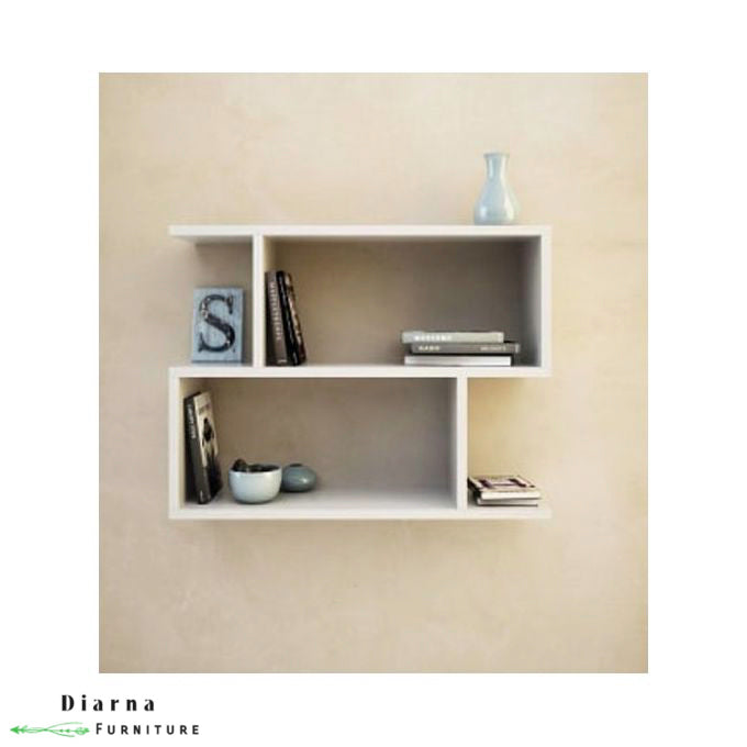 رف مربع ديكور للحائط - بني