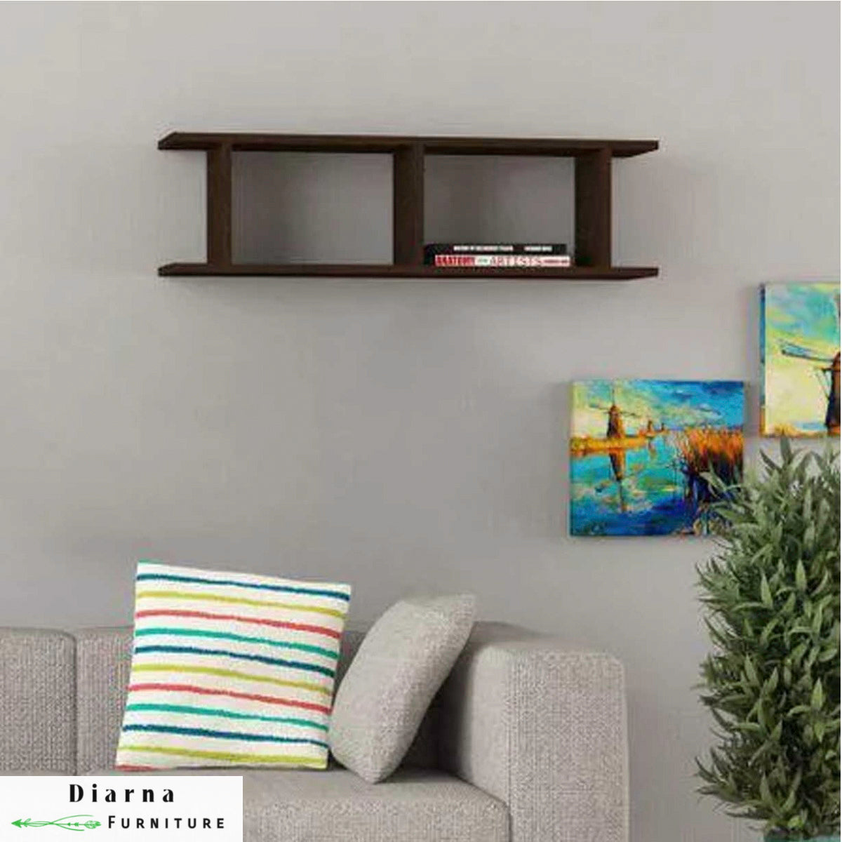 وحدة ارفف معلقة - بني