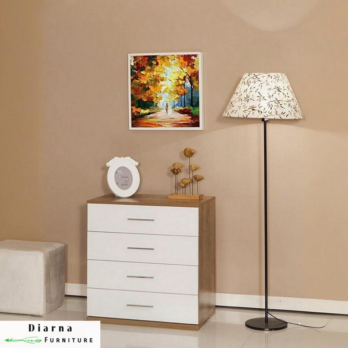 وحدة ادراج - ابيض وبيج غامق