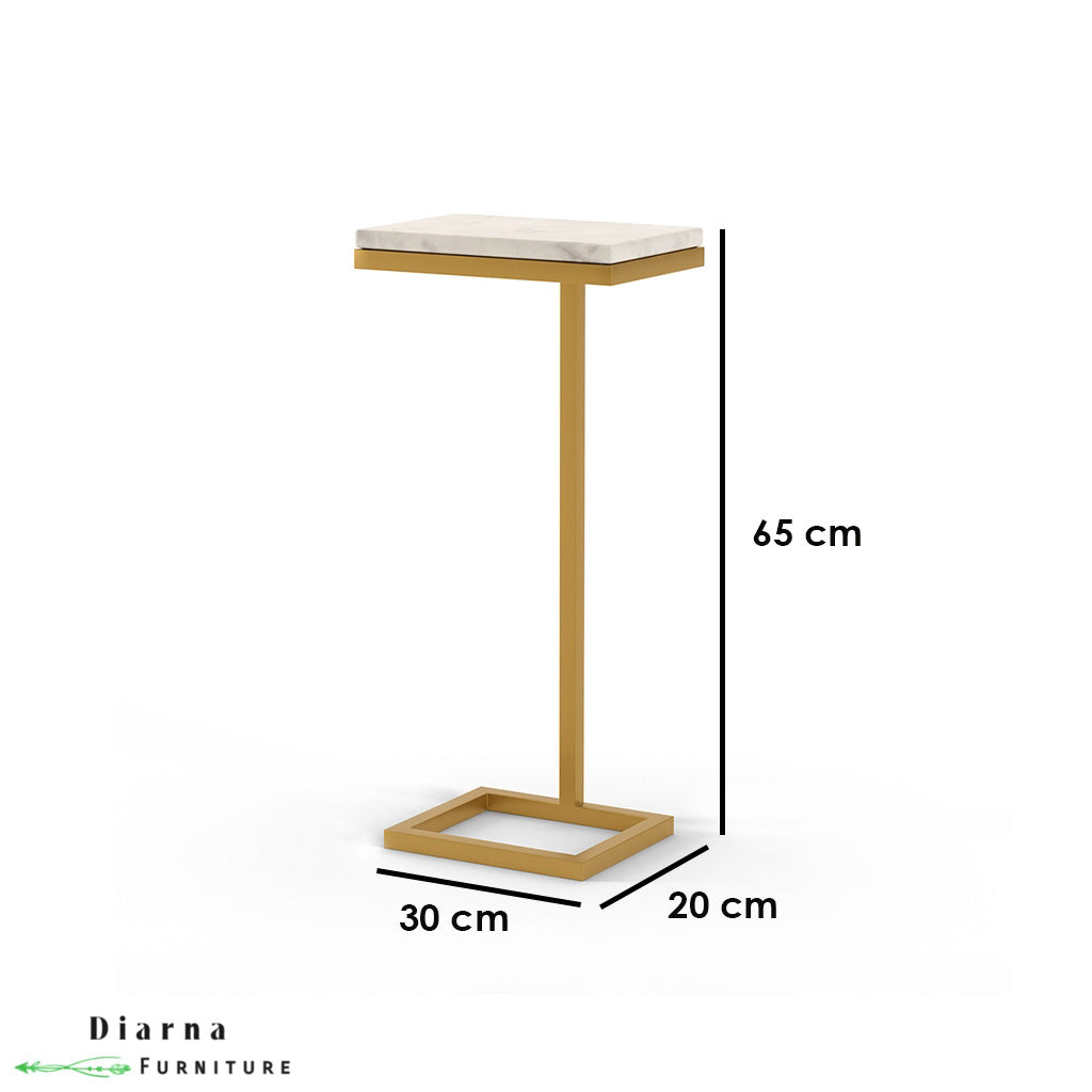 ترابيزة جانبية ستيل وخشب - ابيض ودهبي