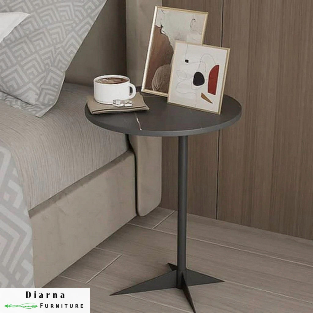 ترابيزة جانبية ستيل وخشب - اسود