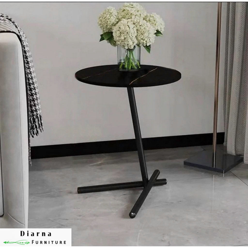 ترابيزة جانبية ستيل وخشب - اسود