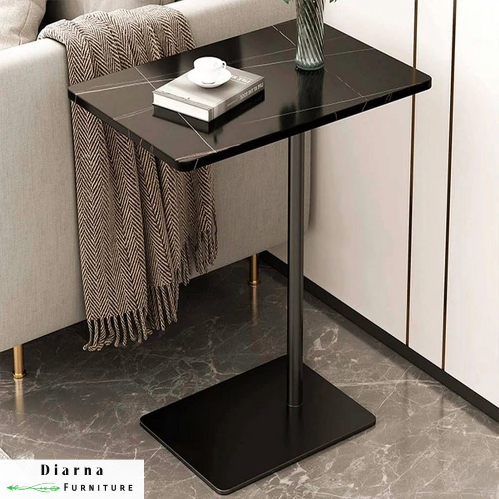 ترابيزة جانبية ستيل وخشب - اسود