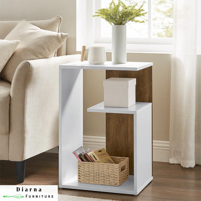 ترابيزة جانبية - ابيض وبني