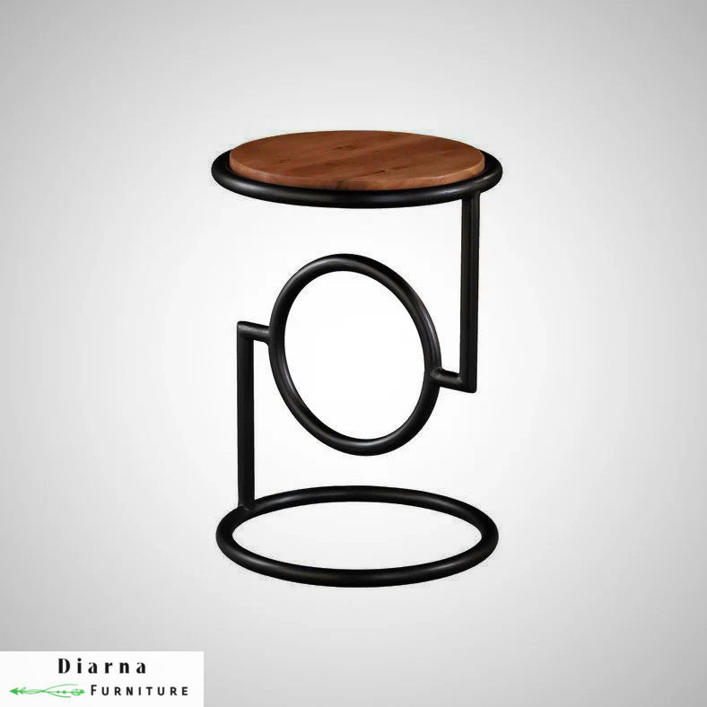 ترابيزة جانبية ستيل وخشب - اسود وبني