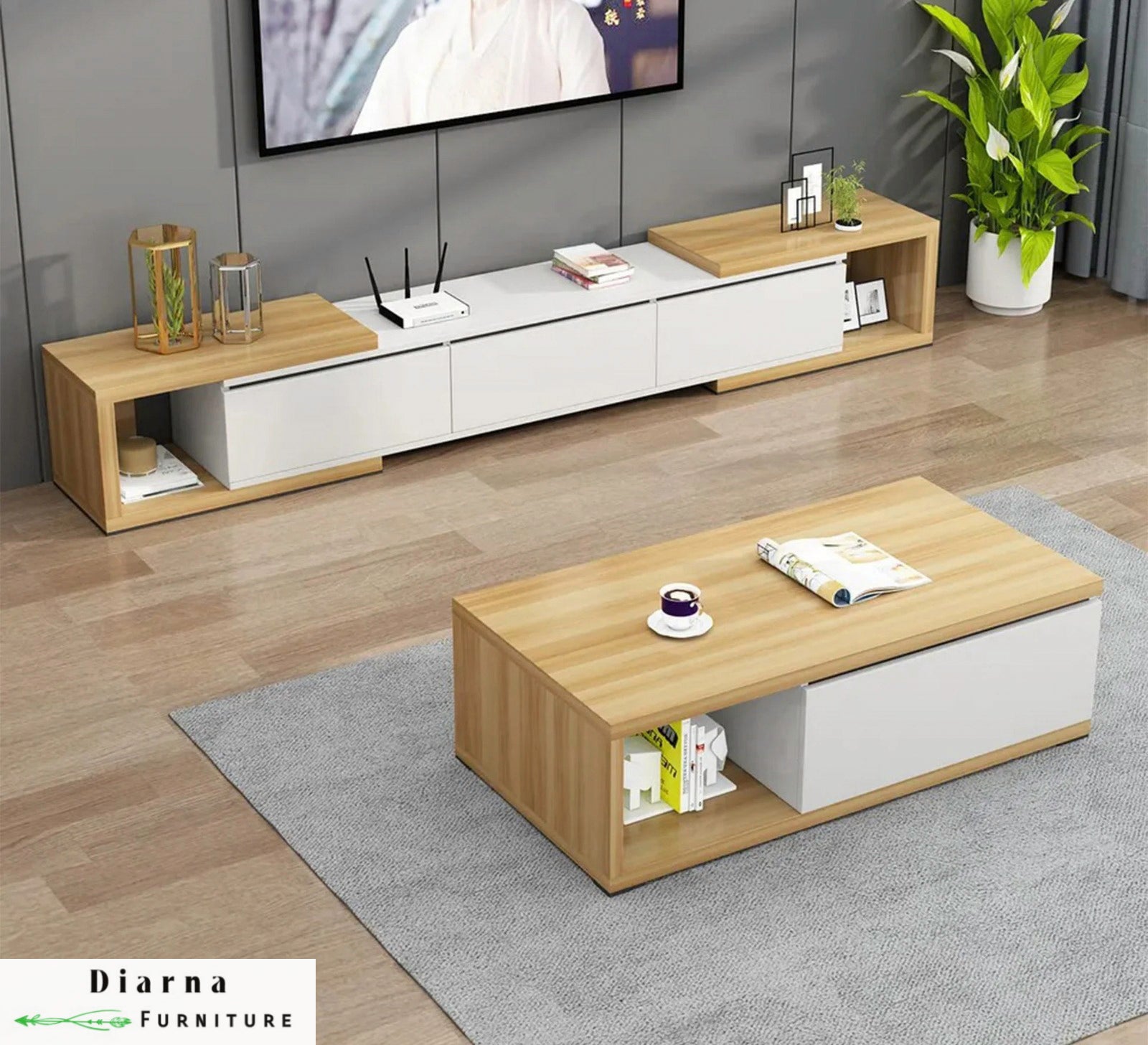 طقم قطعتين " وحدة تليفزيون وترابيزة قهوة "