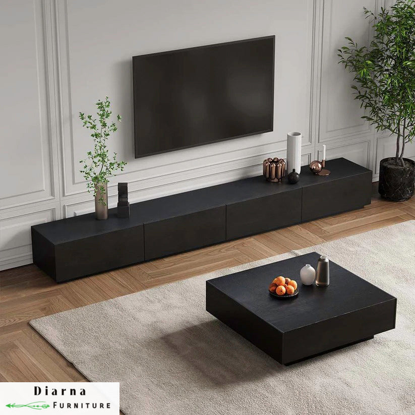 طقم قطعتين " وحدة تلفزيون و ترابيزة قهوة " - اسود