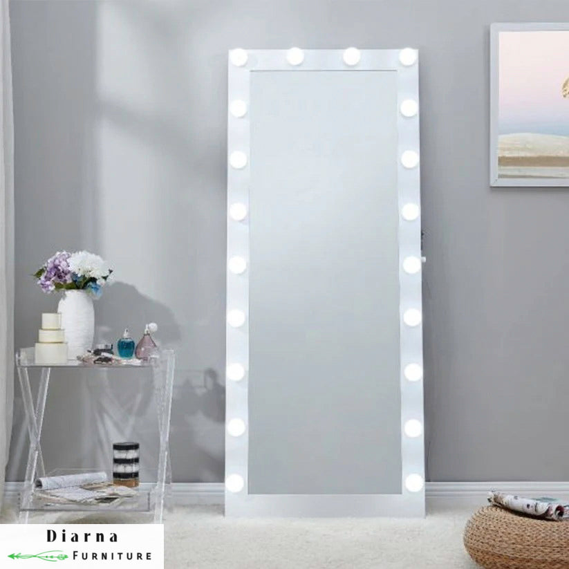 مرايا ام دي اف بها اضاءة - ابيض