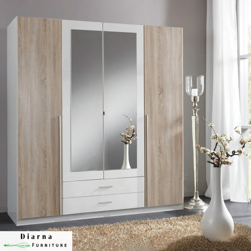 دولاب 180 سم - ابيض وبيج