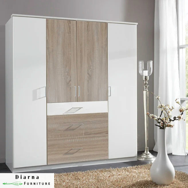 دولاب 180 سم - ابيض وبيج