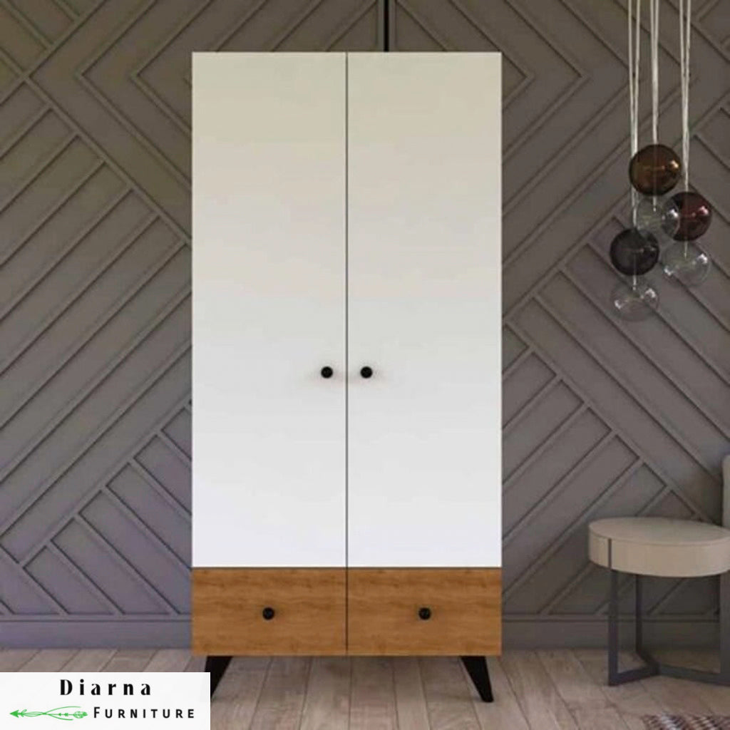 دولاب 80 سم - ابيض وبني