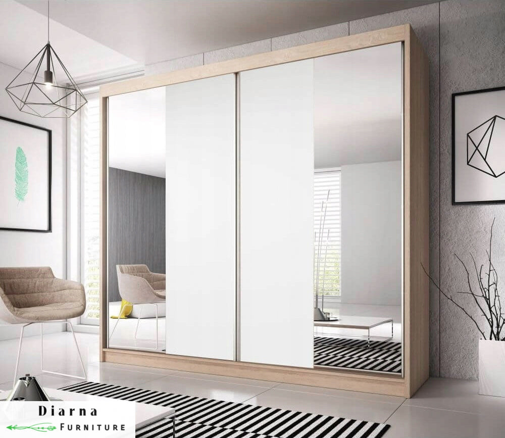 دولاب 220 سم - رمادي وابيض