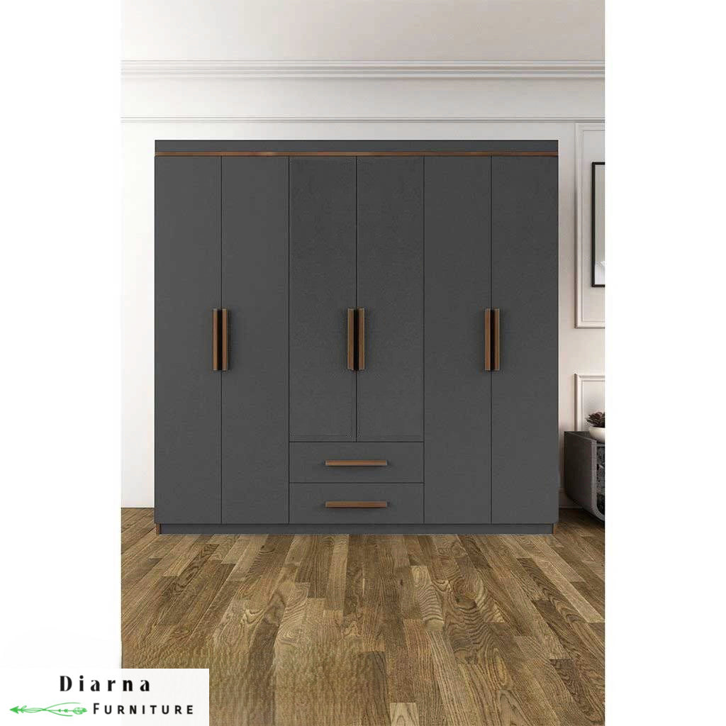 دولاب 180 سم - رمادي وبني