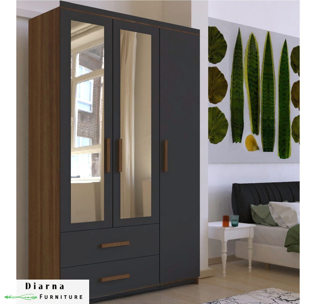 دولاب 120 سم - رمادي وبني