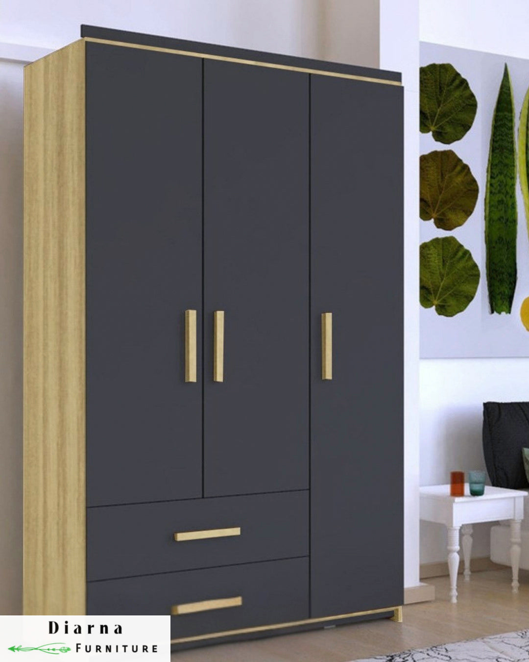 دولاب 120 سم - رمادي وابيض