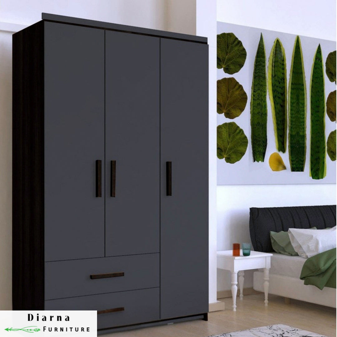 دولاب 120 سم - رمادي وابيض