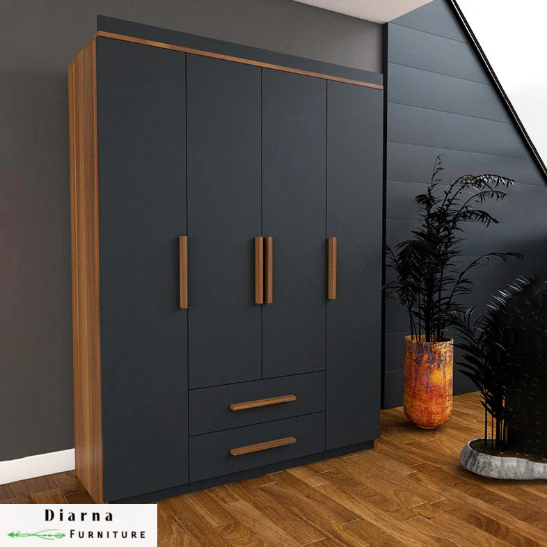 دولاب 160 سم - رمادي وبني