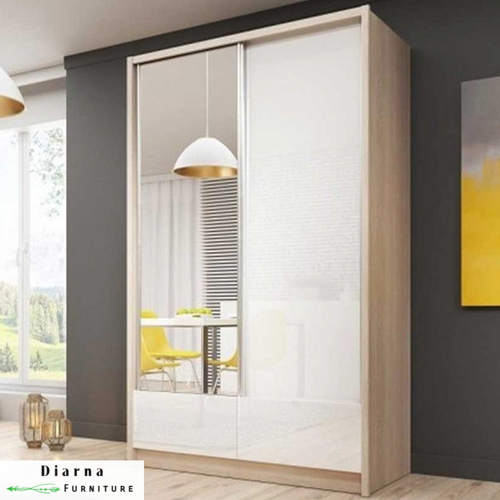 دولاب 120 سم - بيج وابيض