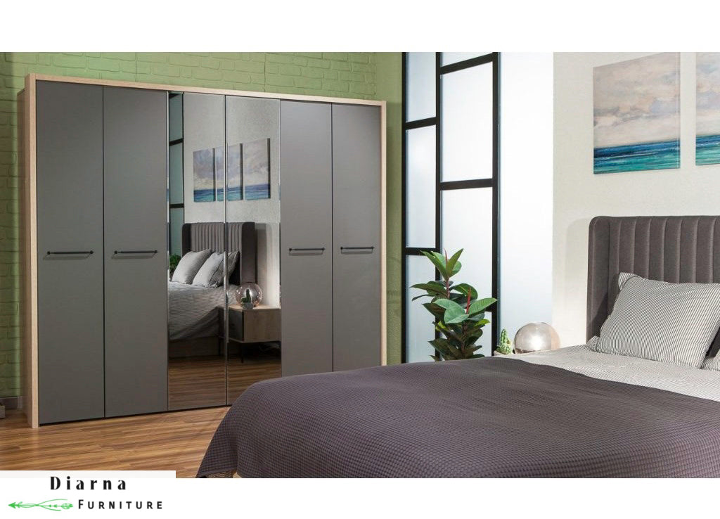 دولاب 210 سم - بيج ورمادي