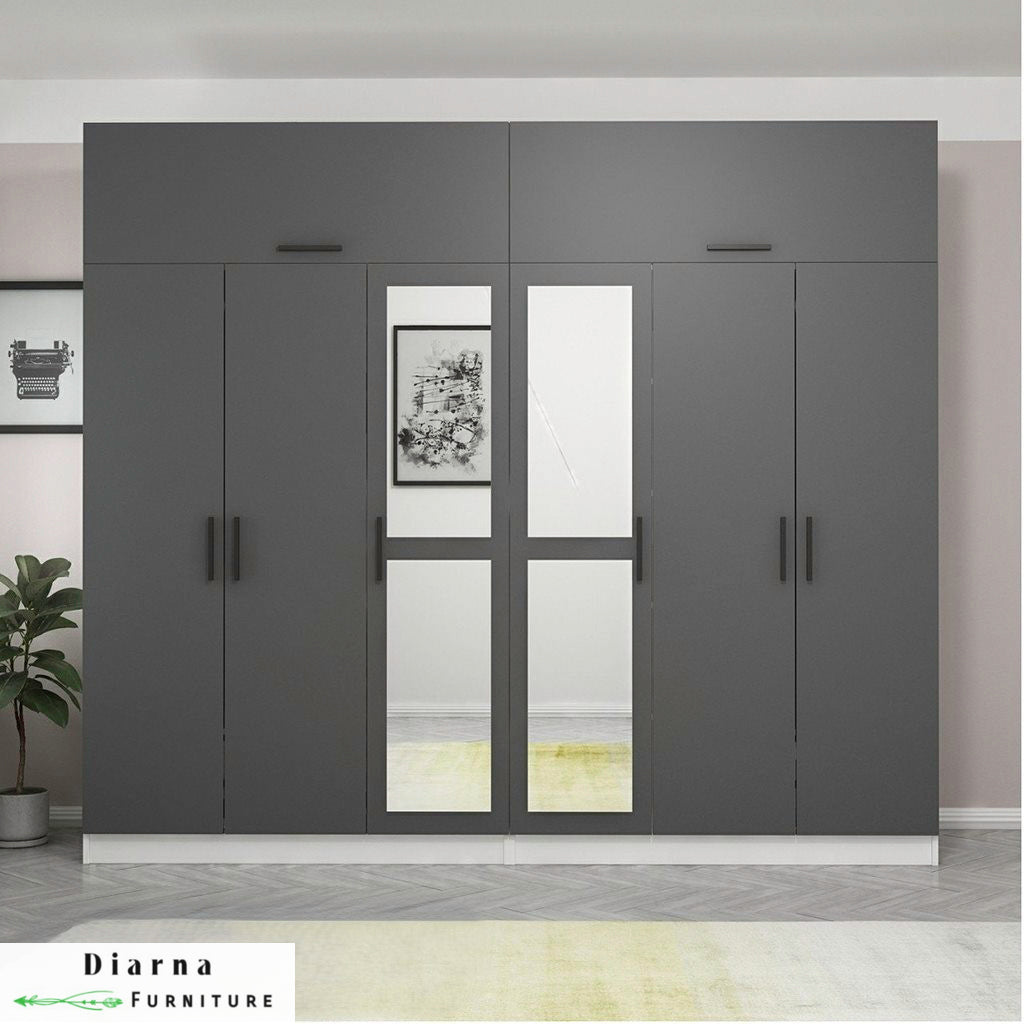 دولاب 230 سم - رمادي وابيض