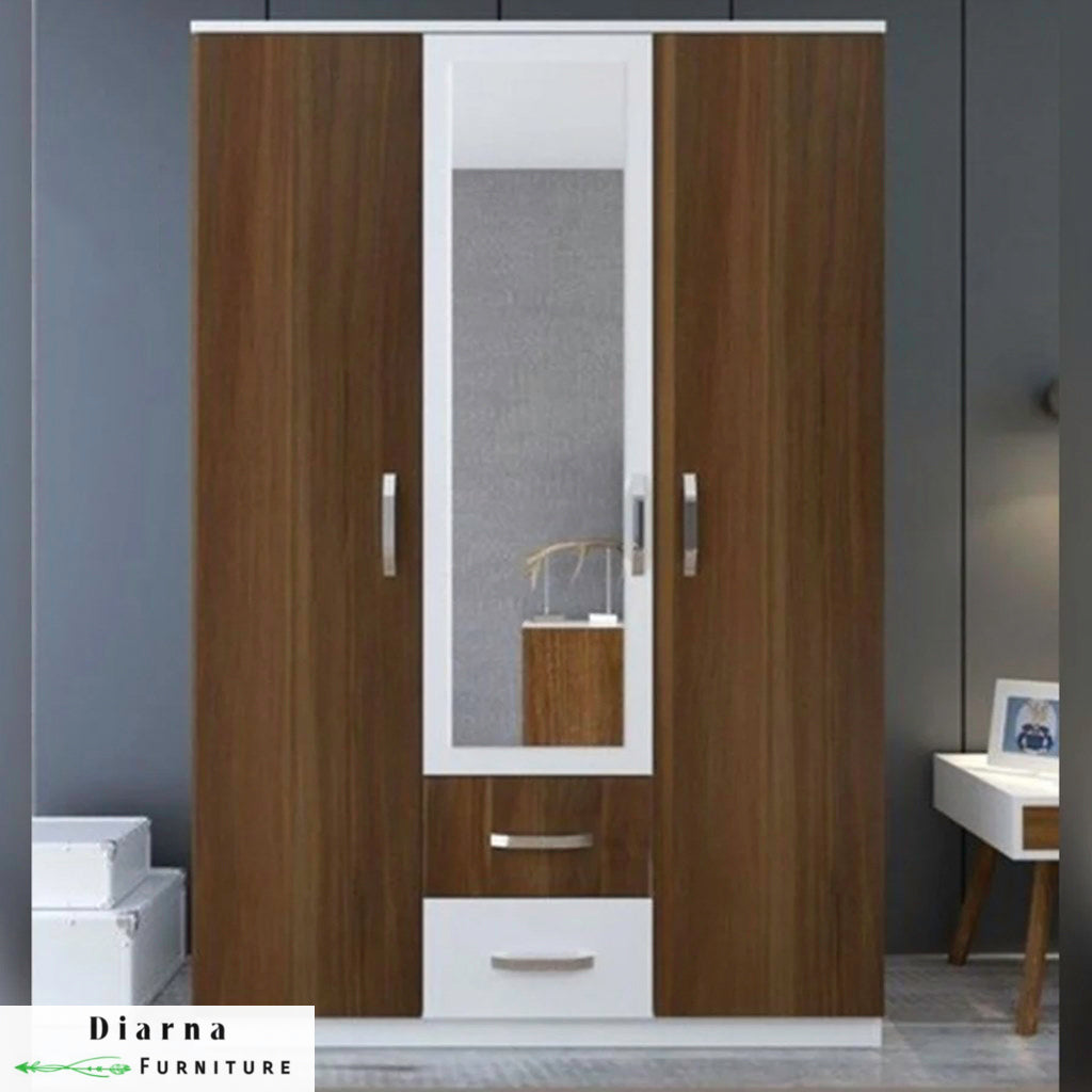 دولاب 120 سم - ابيض وبني