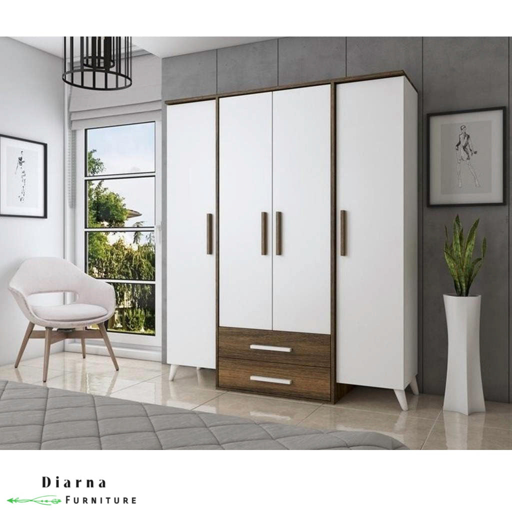 دولاب 160 سم - ابيض وبني