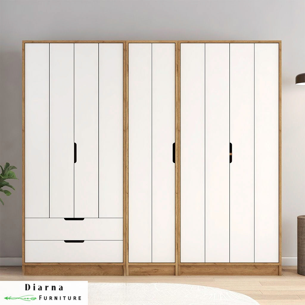 دولاب 200 سم - بيج وابيض