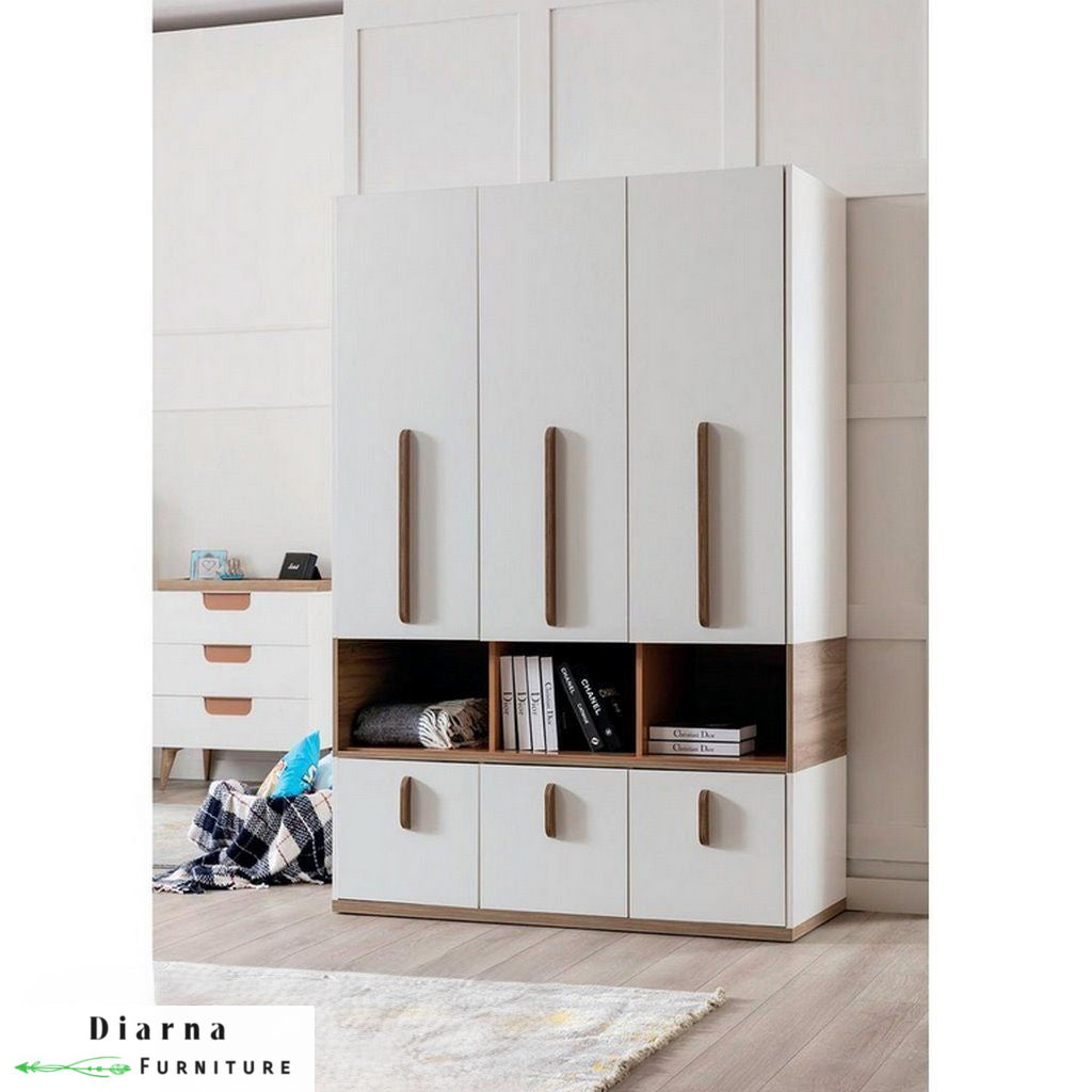 دولاب 140 سم - ابيض وبني