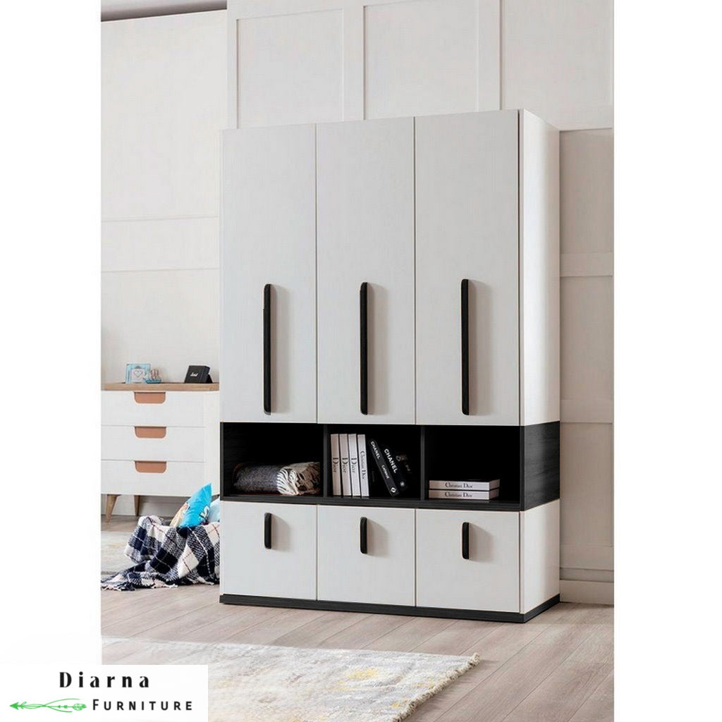 دولاب 140 سم - ابيض وبني