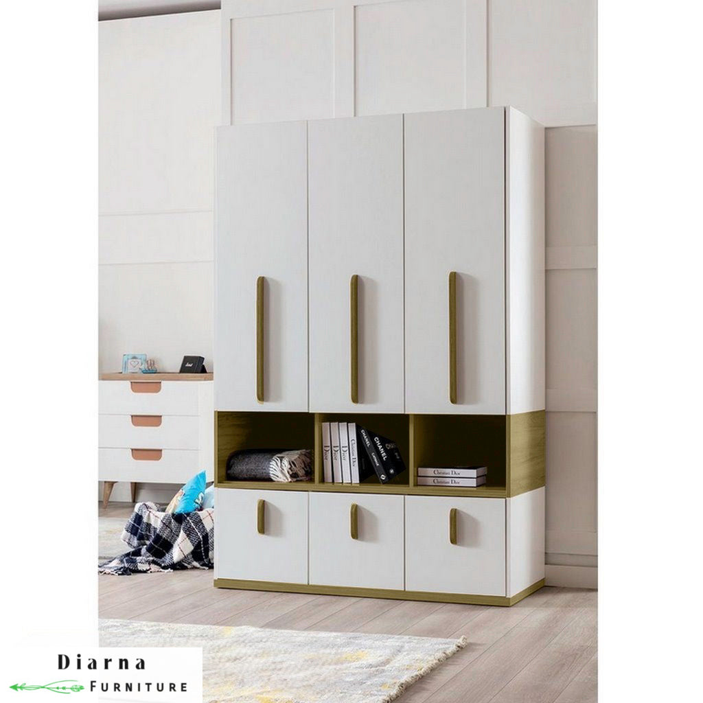 دولاب 140 سم - ابيض وبني